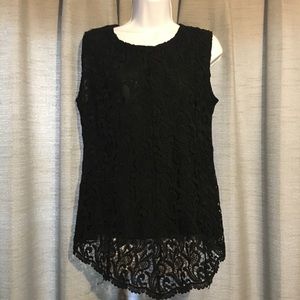 Black Lace Stretchy Top Sz XXL